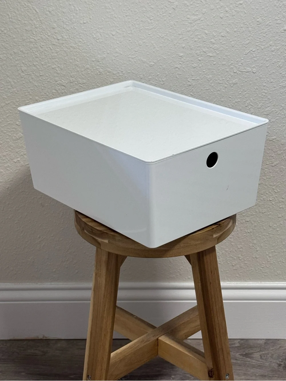 IKEA KUGGIS Storage Box with Lid White Minimalist Home Office Organizer